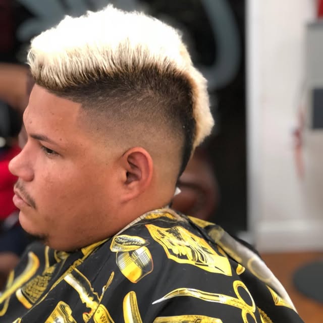 Blonde-tipped fade haircut